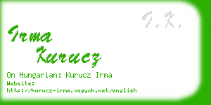 irma kurucz business card